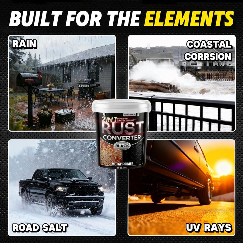 cocomfix 2 in 1 Ultra Rust Converter & Metal Primer, 35 oz Car Heat-Stable Rust Reformer & Encapsulator Paint for Trailer, Truck Chassis, Frame, Rust Inhibitor & Neutralizer for Metal, Gloss Black - Image 4